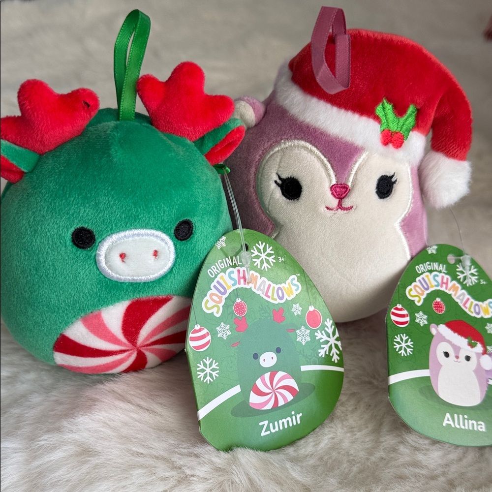 NWT Squishmallows 4” Christmas Plush Set| Alina & Zumir